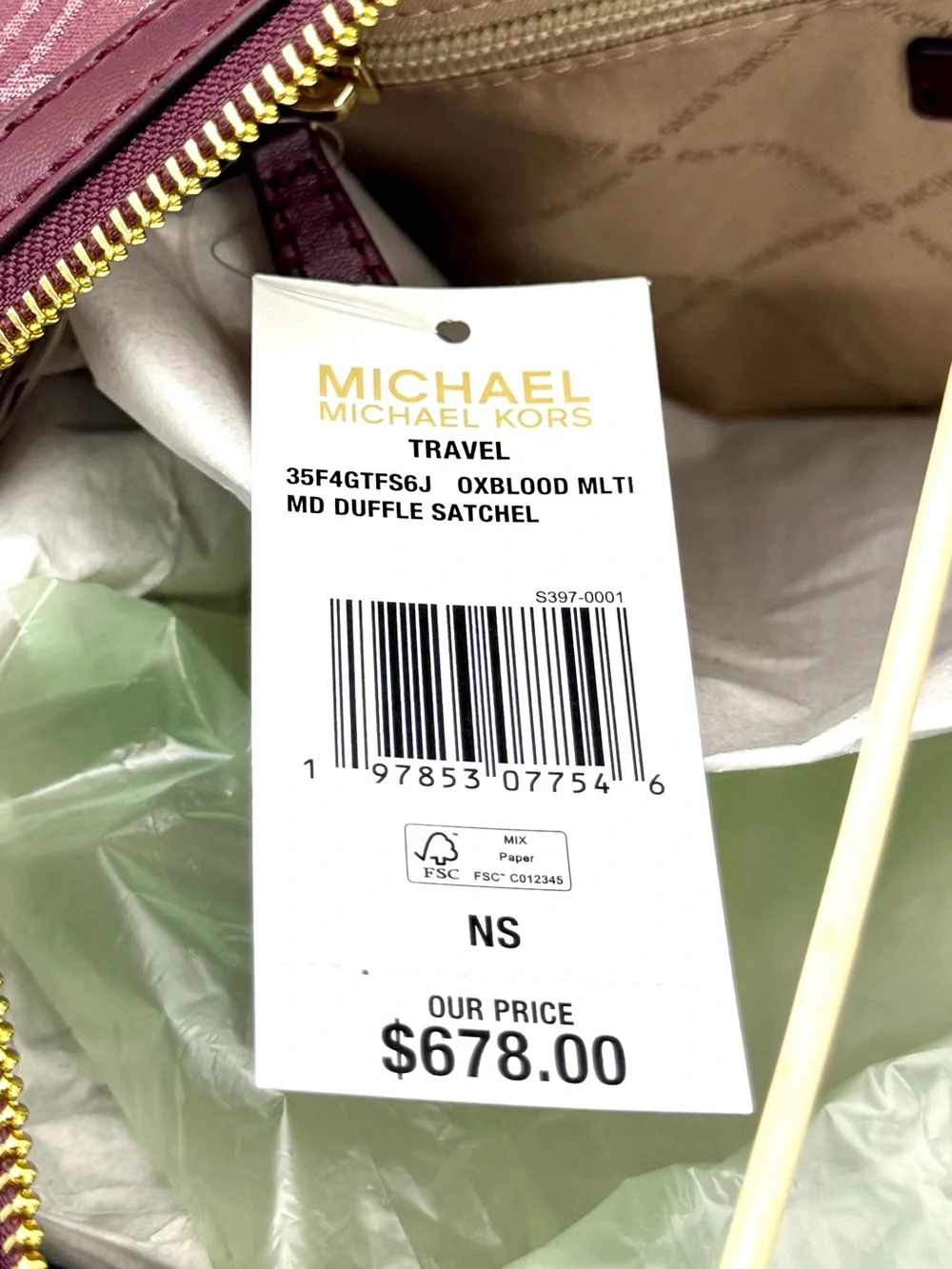 Michael Kors Medium Travel Duffle Satchel Bag Ox Blood Multi